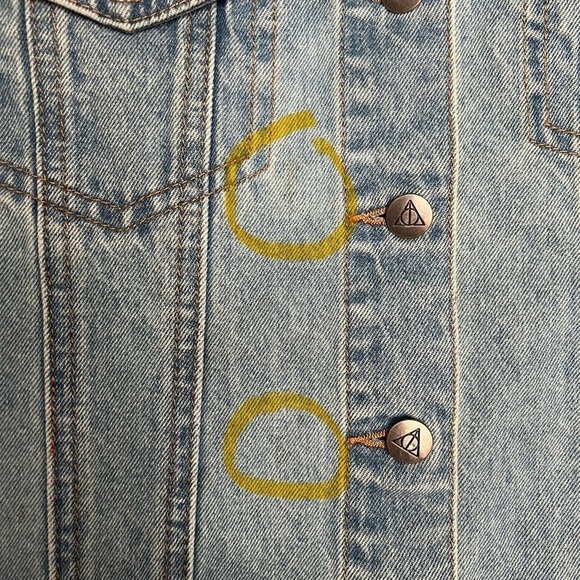 Harry Potter Women's Denim Jacket Deathly Hollows Master of Death Crop Medium - Picture 15 of 15